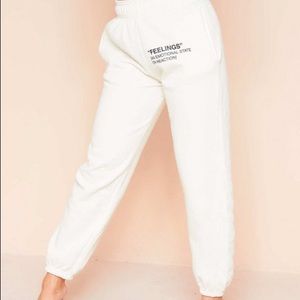 White “Feelings” Joggers/Sweatpants